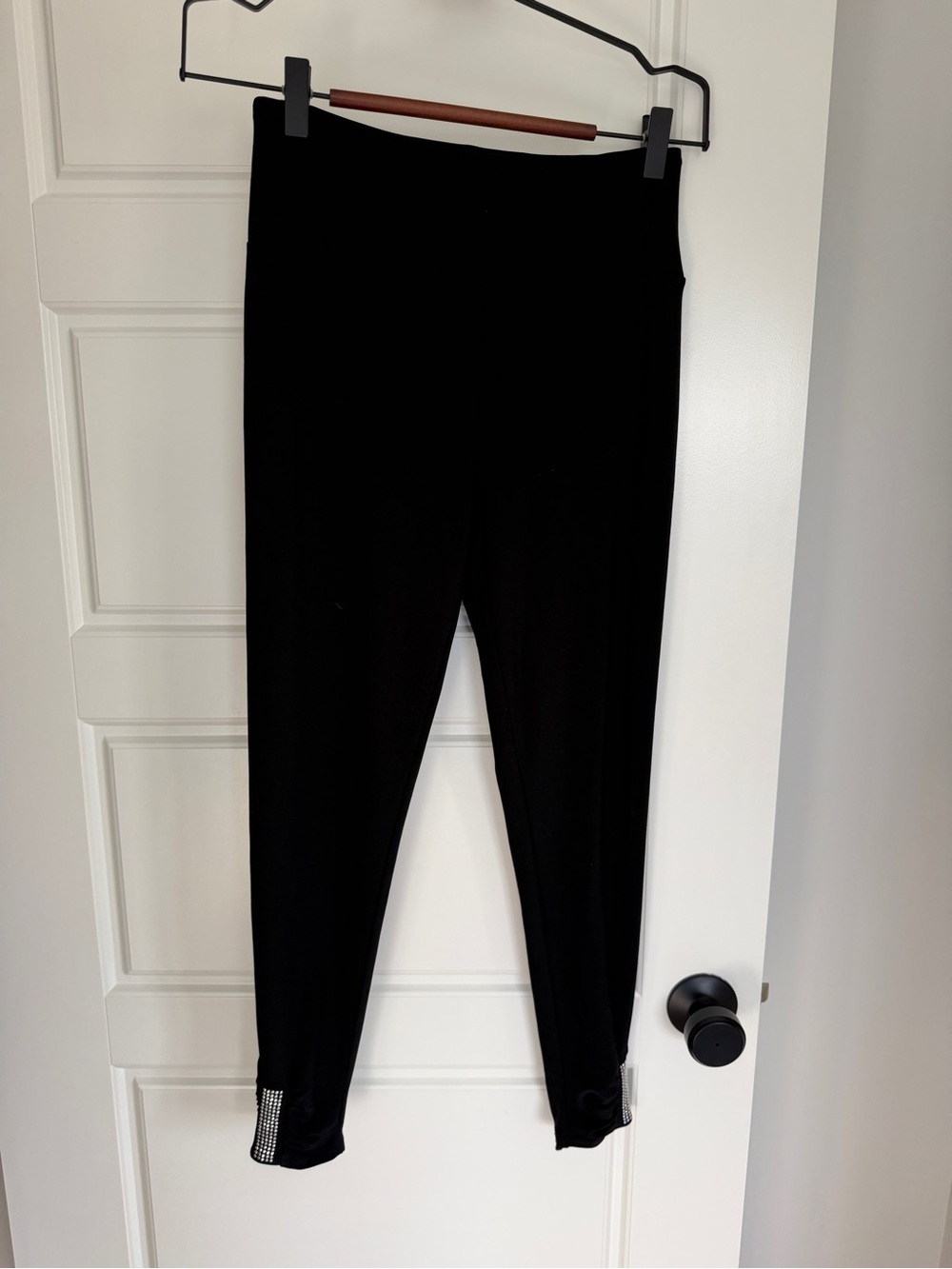 Joseph Ribkoff Black Stretch Slim Pants with Hem Embellishment